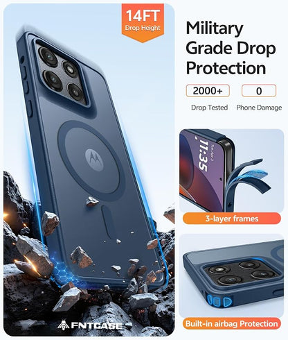 FNTCASE for Moto G Stylus 5G 2026 Case: Motorola G Stylus 2025 Case Magnetic Translucent Matte Shockproof Slim Phone Cover - Military Grade Drop Proof Anti-Fingerprint Protective Case (6.7 inch/Blue)