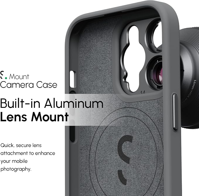ShiftCam Fabric Camera Case Compatible with iPhone 14| Built-in Lens Mount | Magnetic-Case | Shoot Stunning Photos Instantly (iPhone 14 Series, iPhone 14 Pro Max) Dark Grey