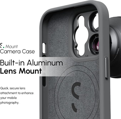 ShiftCam Fabric Camera Case Compatible with iPhone 14| Built-in Lens Mount | Magnetic-Case | Shoot Stunning Photos Instantly (iPhone 14 Series, iPhone 14 Pro Max) Dark Grey