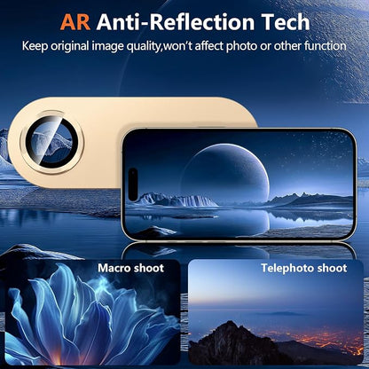 for iPhone 17 Air Camera Lens Protector, [Military Grade Shatterproof] [Strong Adsorption] [Case Friendly] Full Coverage Metal Aluminum Alloy 9H Tempered Glass Camera Screen Cover, Gold