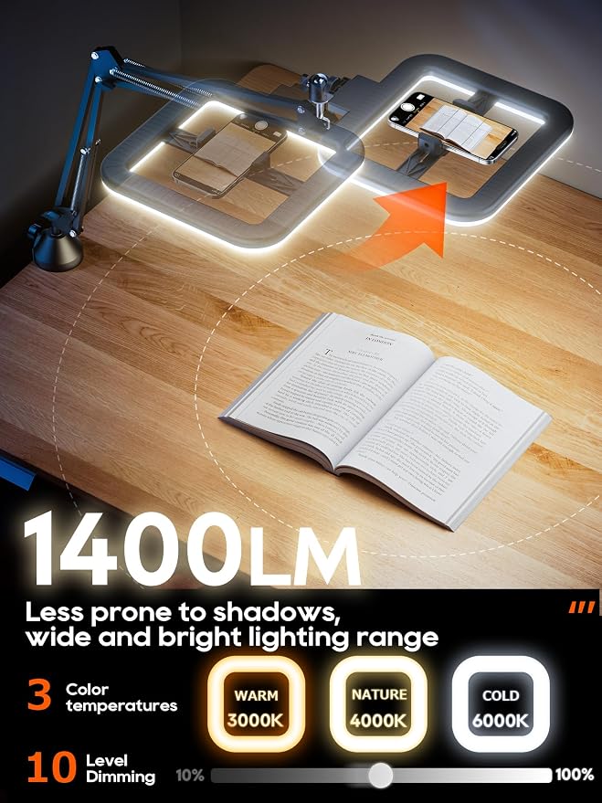12'' Selfie Ring Light with Clamp Stand for Video Recording, Live Streaming(YouTube, Instagram, TIK Tok), Compatible with Phones, Cameras and Webcams