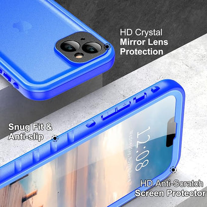 SPORTLINK Design for iPhone 14 Plus Waterproof Case - Shockproof Dustproof Phone Case with Screen Protector, Full Body Protective Case for iPhone 14 Plus, 6.7'' Blue