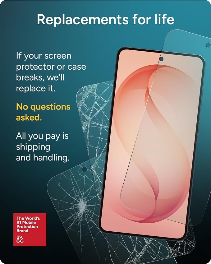 ZAGG Glass Elite Samsung Galaxy A37 5G Screen Protector - 5x Stronger Tempered Glass, Fingerprint Scanner Compatible, 30% Recycled Glass, InvisibleShield, Easy Install PerfectFit