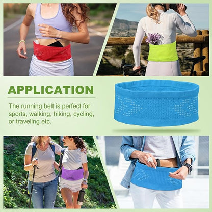 Slim Running Belt, Running Fanny Pack Phone Holder for Women Men Waist Bag Moisture Wicking Storage Belts Bag- Fitting for (Storage Phone-Travel- Sports- Hiking) Blue & S