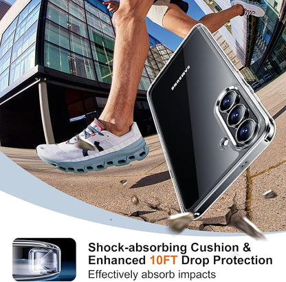 SPIDERCASE Designed for Samsung Galaxy S25 FE Case,[10 FT Military Grade Drop Protection],2 Pack [Tempered Glass Screen Protector+Camera Lens Protector] Heavy Duty Shockproof Case,Clear