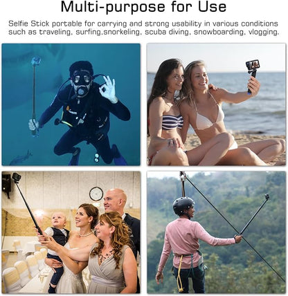 GEPULY 7''-23''Waterproof Pole Selfie Stick Pocket Size Underwater Handle Grip Monopod Aluminum for GoPro Hero Session Max Insta360 AKASO DJI OSMO Digital Cameras