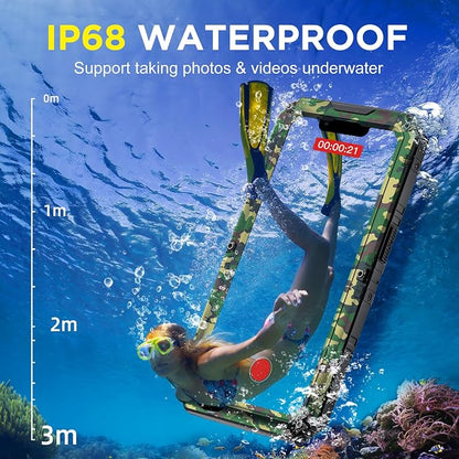 Beasyjoy for iPhone 13 Pro Max Case Waterproof, Metal Military Grade Case with Built in Screen Protector, Heavy Duty Full Body Protective Defender Rugged Underwater Phone Case 6.7'' (Camo)