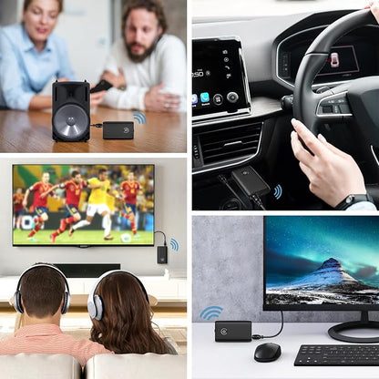 Aux Bluetooth Adapter for Car, Upgraded Bluetooth 5.3 Transmitter Receiver, Portable Wireless Adapter, 2-in-1 Aux Audio Receiver for Laptop, Radio, Headphones, Speakers, TV