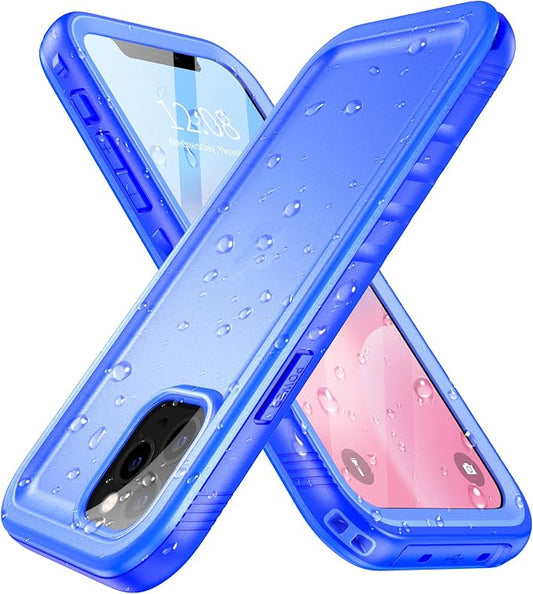 SPORTLINK Compatible with iPhone 12 Pro Max Waterproof Case - Built in Screen Protector Full Body Shockproof Dustproof IP68 Waterproof Case for iPhone 12 Pro Max 6.7 Inch Blue