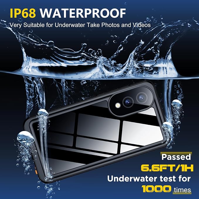 SPIDERCASE for Samsung Galaxy S25 Edge Case Waterproof, Built-in Screen&Camera Lens Protector, [IP68 Underwater][12FT Military Grade Shockproof] Phone Case, Blue/Clear