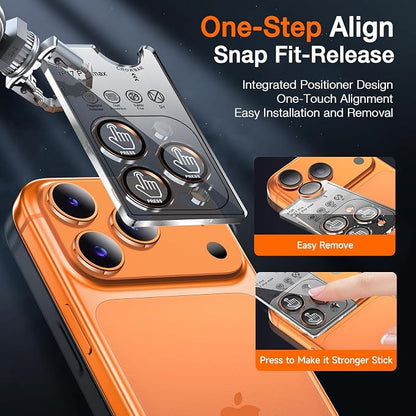 LK for iPhone 17 Pro/17 Pro Max Camera Lens Protector [Top 9H+ Military Grade Shatterproof] One-Click Installation, Ultra-Tough HD, Individual Lens Protectors Scratch-resistant, Cosmic Orange