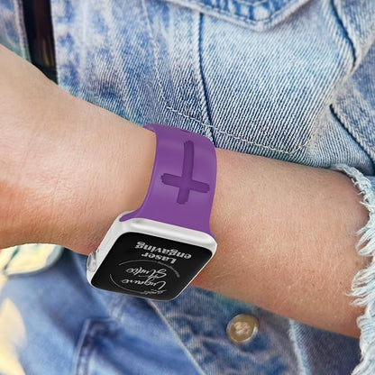 Faith Over Fear Watch Band compatible with Apple Watch Laser Engraved iWatch Band Silicone 38mm 40mm 41mm 42mm 44mm 45mm 49mm Strap Jesus Psalm Christian God (44/45/49mm S/M, Purple)