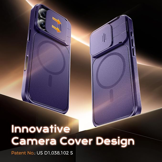 TOCOL for iPhone 16 Pro Max Case with Slide Camera Cover, Kickstand and Camera Control Button, Fit for MagSafe, Rugged Solid Phone Case, Non-Slip, Drop Protection, Midnight Purple