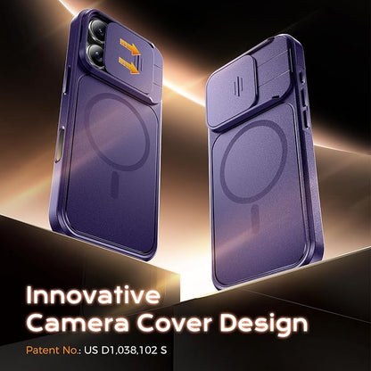 TOCOL for iPhone 16 Pro Max Case with Slide Camera Cover, Kickstand and Camera Control Button, Fit for MagSafe, Rugged Solid Phone Case, Non-Slip, Drop Protection, Midnight Purple