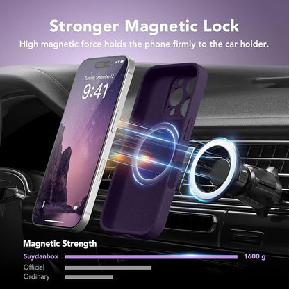 Magnetic for iPhone 16 Pro Max Case, Compatible with MagSafe, [Full Camera Protection][Screen Protector] Silicone Shockproof Protective Phone Case for iPhone 16 Pro Max 6.9", Deep Purple
