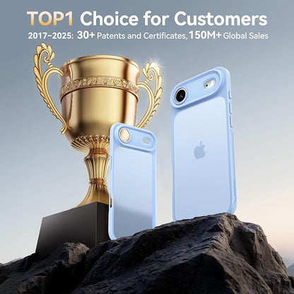 CASEKOO for iPhone 17 Air Case, [Never Yellow Technology] [Mil-Grade Drop Protection] Translucent Slim Cover Women Men for iPhone 17 Air Phone Case 6.5 inch, Frosted Light Blue
