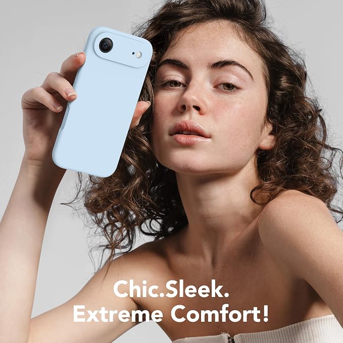 Magnetic for iPhone Air Case, Compatible with MagSafe, [Full Camera Protection][Screen Protector] Silicone Shockproof Protective Phone Case for iPhone 17 Air 6.5", Light Blue