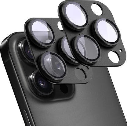 2 Pack Camera Lens Protector for iPhone 14 Pro/14 Pro Max,[Not Easy to Breakn ] AR Tempered Glass Strong Adsorption Metal Camera Cover Screen-Black