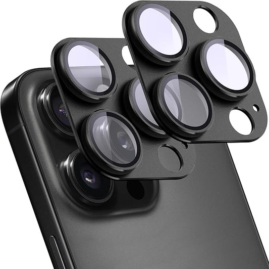 2 Pack Camera Lens Protector for iPhone 14 Pro/14 Pro Max,[Not Easy to Breakn ] AR Tempered Glass Strong Adsorption Metal Camera Cover Screen-Black