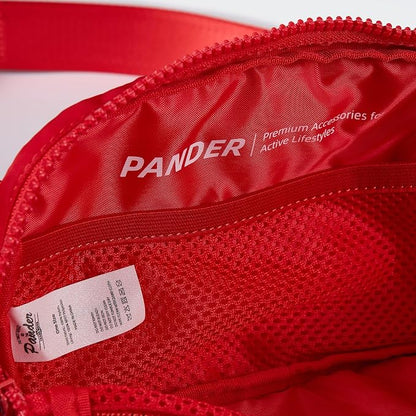 Pander Two Way Zipper Fanny Pack Nylon Everywhere Belt Bag for Women, Water Repellent Waist Packs, Crossbody Bags with Adjustable Strap (Red).