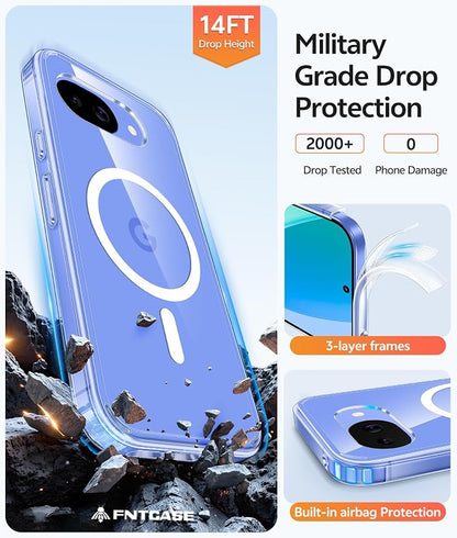 FNTCASE for Google Pixel 10a Case: [Fit for Magsafe] [Screen Protector] Anti Yellowing Transparent Clear - Military Grade Shockproof Protective Phone Cover for Pixel 10A - Clear