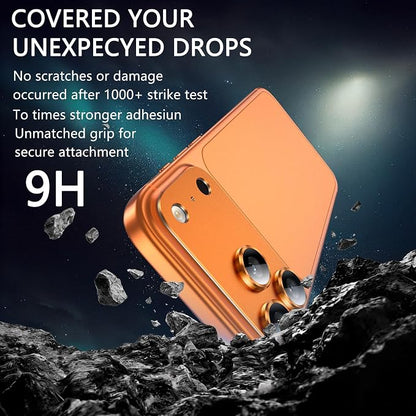 2 Pack Camera Lens Protector for iPhone 17 Pro Max,Metal AR Tempered Glass Rear Camera Screen Cover,Anti-Scratch,Strong Adsorption,Case Friendly, Easy to Install-Orange