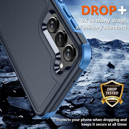 SPIDERCASE Designed for Samsung Galaxy S23 Case, [10 FT Military Grade Drop Protection], 2 Pack [Tempered Glass Screen Protector+Camera Lens Protector] Heavy Duty Shockproof Case, Dark Blue