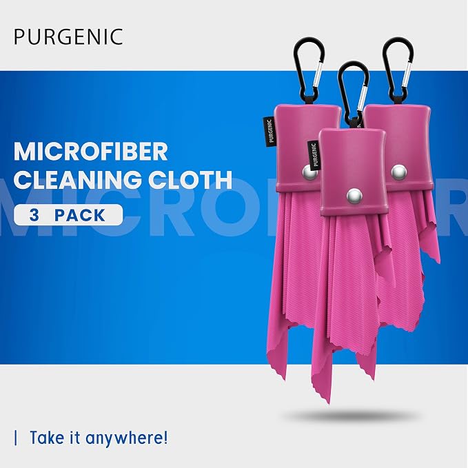 Microfiber Cloth & Glasses Wipes (3 Pack) Lens & Glasses Cleaning Cloth - Eyeglass Cleaner - Camera Lenses & Gadget Delicate Screens - Pink