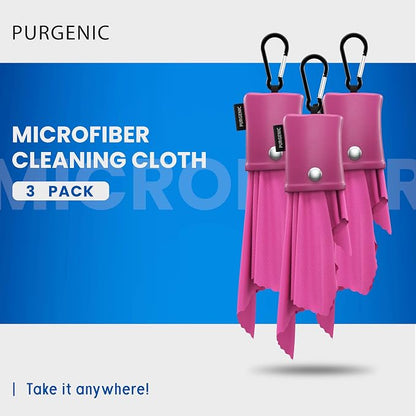Microfiber Cloth & Glasses Wipes (3 Pack) Lens & Glasses Cleaning Cloth - Eyeglass Cleaner - Camera Lenses & Gadget Delicate Screens - Pink