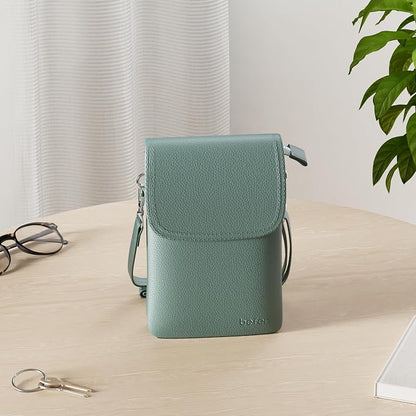 befen Genuine Leather Small Crossbody Bags for Women Cell Phone Bag Cross Body Purses,Silver Zipper