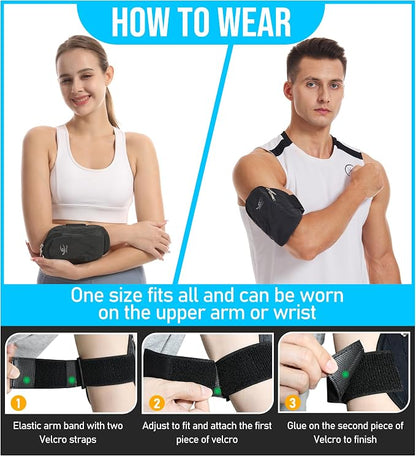 HiRui Universal Comfort Armband Phone Holder Running Armband Adjustable Wristband Phone Holder for Exercise Workout Compatible with iPhone 17/16/15/14/Plus/Pro Samsung Galaxy All Phones (Black)