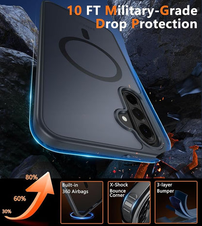 FNTCASE for Galaxy A26 5G Phone Case: Magnetic Matte Translucent Military Grade Drop Protection Cell Phone Cover - Slim Rugged Durable Shockproof Protective for Samsung A26 Cases - Black