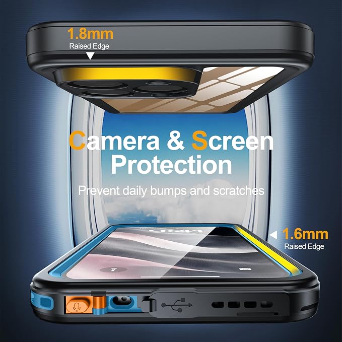 for iPhone 16 Pro Case Waterproof, Built-in Privacy Screen & HD Screen Double Front Frame [IP68 Underwater] Shockproof Dustproof Full Body Protection iPhone 16 Pro Phone Case Blue