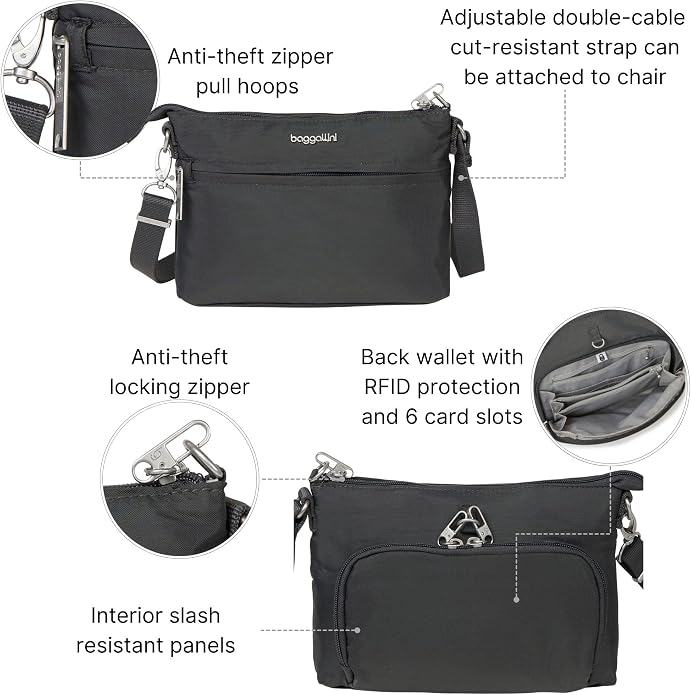 Baggallini womens Securtex Anti-theft Memento Crossbody Bag