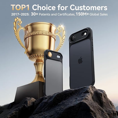 CASEKOO for iPhone 17 Air Case, [Never Yellow Technology] [Mil-Grade Drop Protection] Translucent Slim Cover Women Men for iPhone 17 Air Phone Case 6.5 inch, Frosted Black