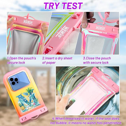 Personalized Initial Waterproof Phone Pouch Case - IPX8 Cellphone Dry Bag with Lanyard for iPhone 16/15/14/13/12 Pro Max (6.1–6.9"), Beach & Cruise Ship Essentials with Monogrammed Design (Pink, M)