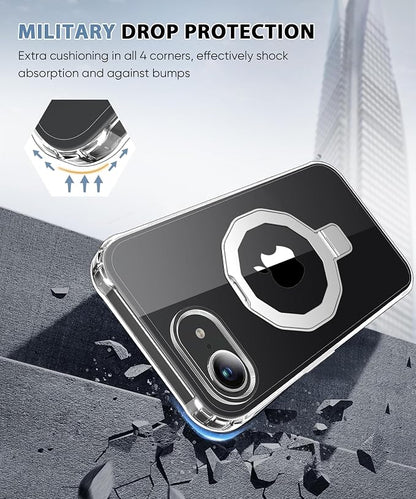 for iPhone 17e Case & iPhone 16e Case, with Screen Protector, Built-in Seamless Stand, [Compatible with MagSafe] Protective Shockproof Phone Case, Slim Cover for iPhone 17e & iPhone 16e - Clear