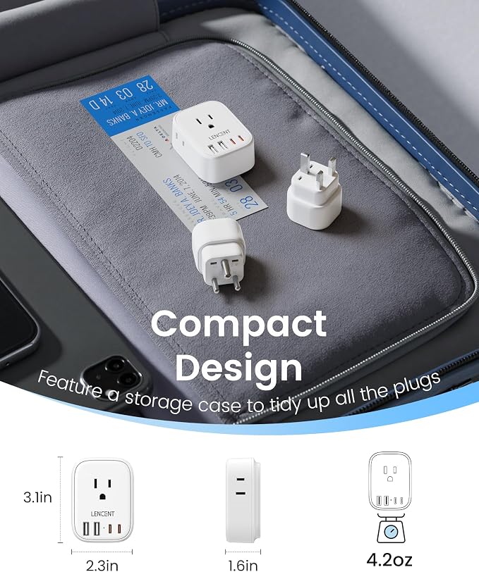 LENCENT Type C and Type D G Universal Travel Adapter Kit International Plug | Power Adapter for Europe UK Maldives Italy Ireland Scotland Dubai Singapore India Sri Lanka Tanzania Zanzibar Kuwait Nepal
