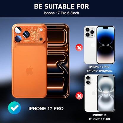 Compatible for iPhone 17 Pro Camera Lens Protector, Aquarius Pattern, Drop Protection, Anti Scratch Full-Coverage, AR 360-Degree Protection, Camera Transmfttance HD, Easy Installation, Orange