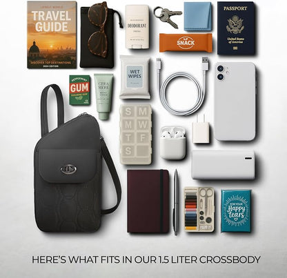 Travelon Anti-Theft Runways Slim Assymetric Crossbody