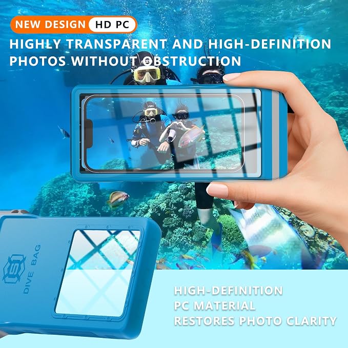GOLDJU Waterproof Phone Case, Underwater Diving Phone Case for Snorkeling,IPX8 Waterproof Phone Pouch with Lanyard for Apple iPhone，Samsung,and up to 7.0",Beach Cruise Ship Travel Essentials -Blue