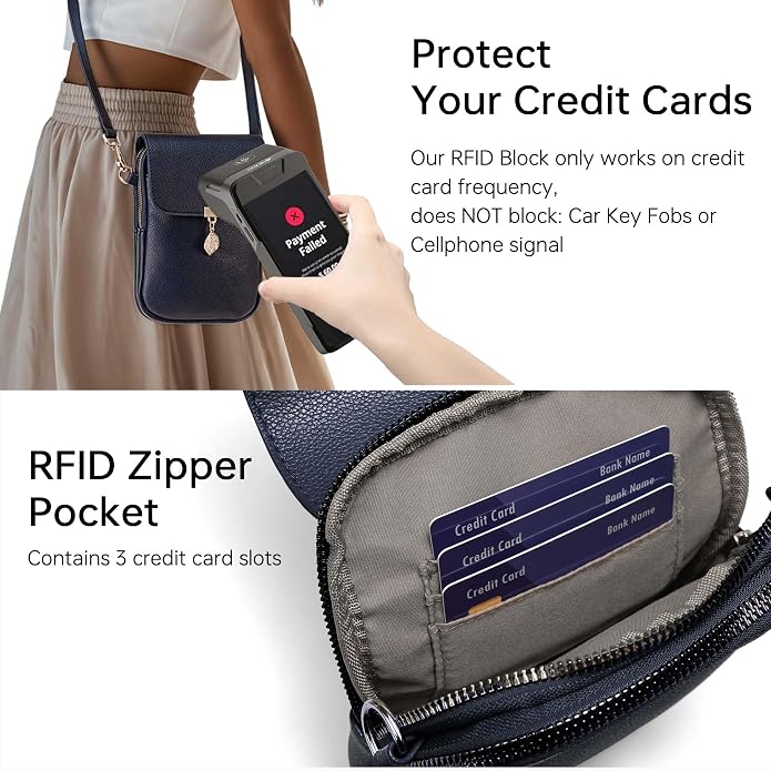 Small Crossbody Bags for Women Leather Multi Pocket Cell Phone Purse with RFID Blocking Card Slots for Everyday Use