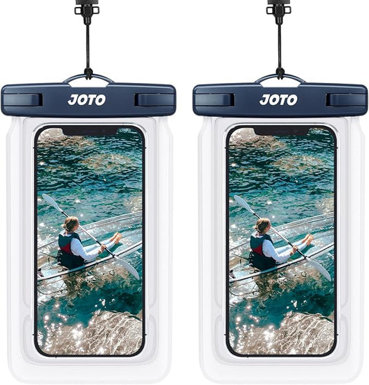 JOTO 2 Pack Floating Waterproof Phone Pouch Up to 7", IPX8 Floatable Underwater Phone Case Cellphone Dry Bag for iPhone 17/Air 16 15 14 13 12 11 Pro Max Xs Max XR X 8 7 Plus SE/Galaxy S24 S23 -Navy