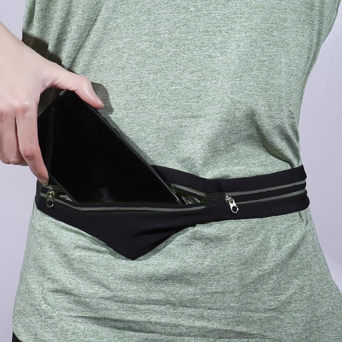 Running Belt Fanny Pack for Men Women, Runner Marathon Jogging Waist Pack Sport Workout Exercise Fitness Phone Holder Belt for Men Women Jogger Slim Waistband Black