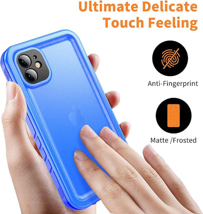 Cozycase Compatible with Waterproof iPhone 11 case, Built-in Screen Protector, Full-Body Rugged Bumper Sealed Case Cover, Shockproof Dustproof Waterproof Case for iPhone 11 6.1 inch (Blue)