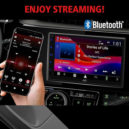 JVC KW-M595BT Digital Car Stereo (50W x 6-Ch), Apple CarPlay & Android Auto Compatible, Bluetooth-Enabled Head Unit with 6.8" LCD Display, Single DIN Touchscreen Car Stereo with USB Mirroring