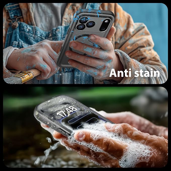 SPORTLINK for iPhone 17 Pro Waterproof Phone Case - Built in Screen Protector/Shockproof Compatible with MagSafe/Dropproof/Dustproof/Heavy Duty Full Body for iPhone 17 Pro 6.3 inch Black