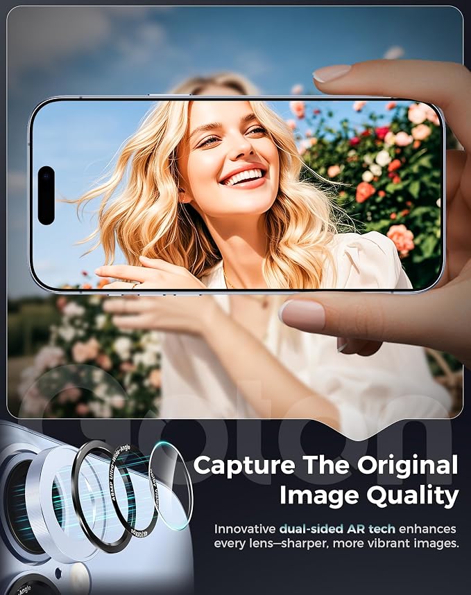 Goton Compatible for iPhone 17 & 16 & 16 Plus Camera Lens Protector, 1-Pack Aluminum Alloy Metal Cover with HD Tempered Glass, Pro Camera Style, Shatter-Resistant, Scratch-Proof, Case Friendly, Black