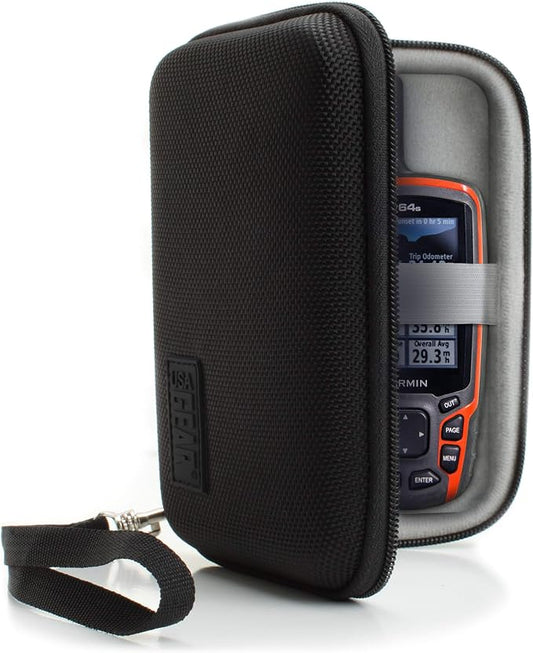 USA Gear Travel Electronics Organizer - Water Resistant Zipper Case, Hard Shell Exterior - 6.5 Inch Case Fits Chargers, Cables, Batteries, Earphones, Cords, Batteries, Power Bank & more - Black