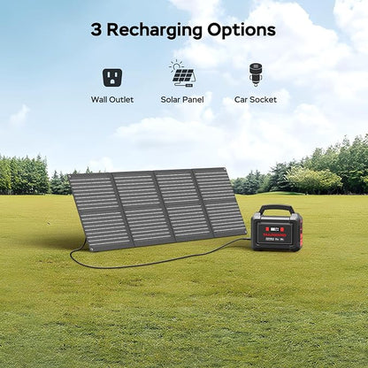 MARBERO Solar Generator 296Wh with Solar Panels 60W Portable Power Station with 300W Pure Sine Wave Solar Generator with Panels Included USB DC AC Outlet for Camping RV Van Outdoor Emergency Home